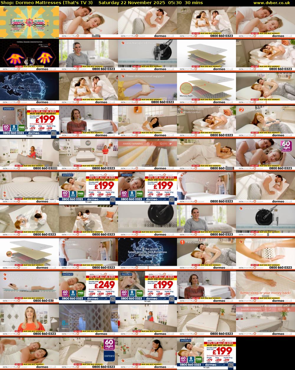 Shop: Dormeo Mattresses (That's TV 3) Saturday 22 November 2025 05:30 - 06:00