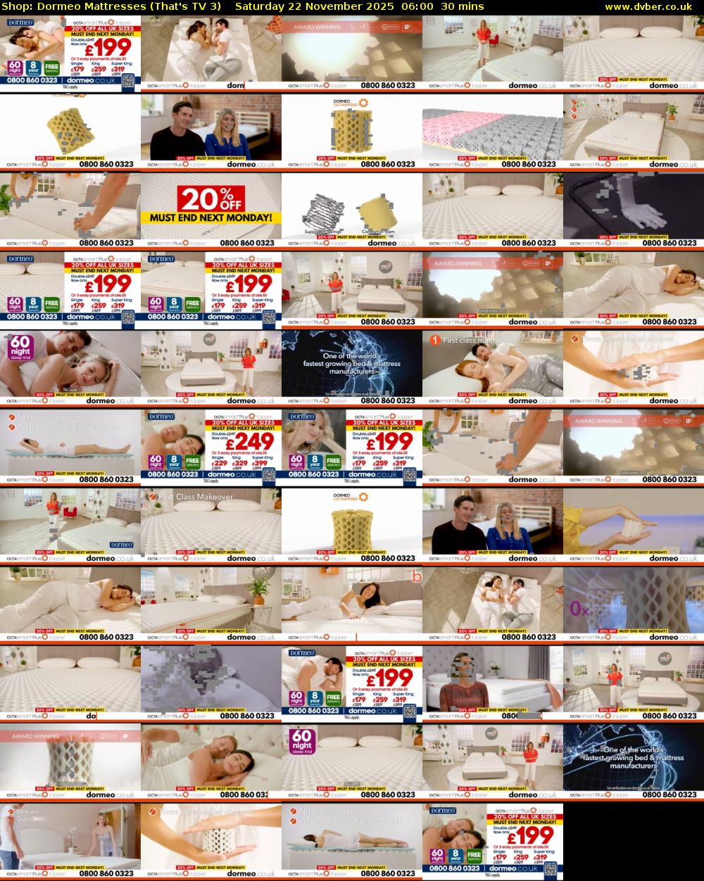 Shop: Dormeo Mattresses (That's TV 3) Saturday 22 November 2025 06:00 - 06:30