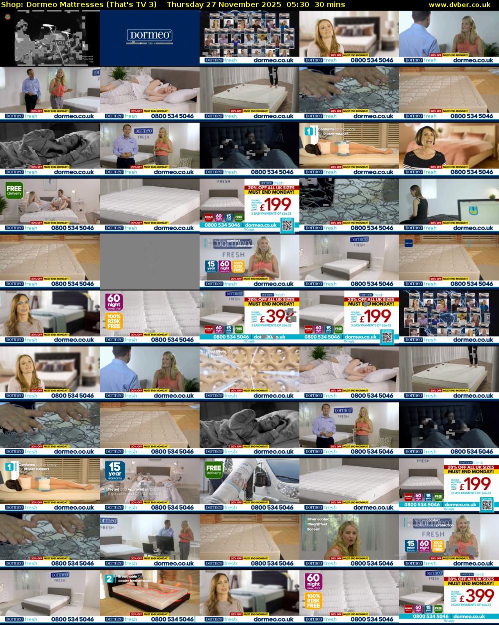 Shop: Dormeo Mattresses (That's TV 3) Thursday 27 November 2025 05:30 - 06:00