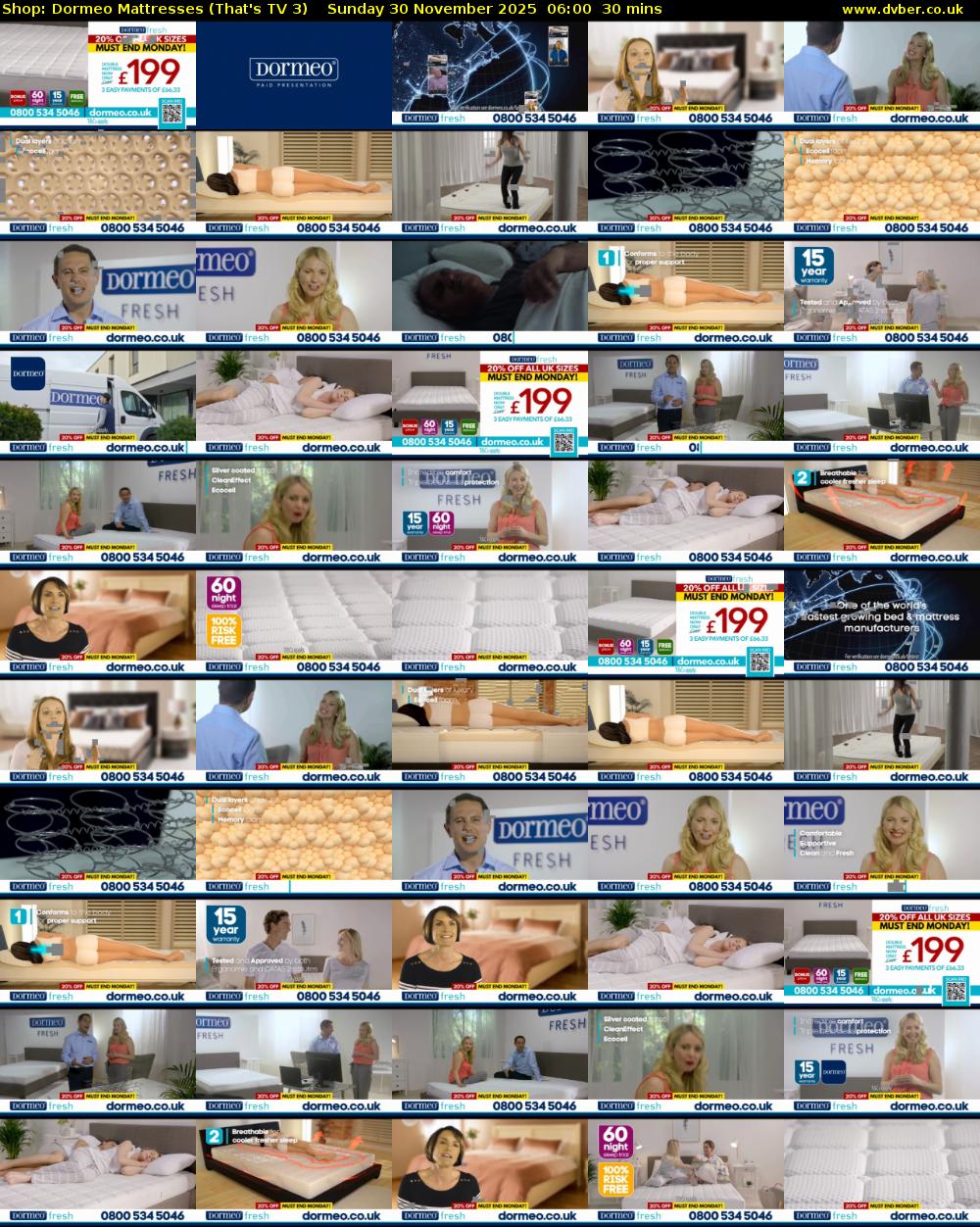 Shop: Dormeo Mattresses (That's TV 3) Sunday 30 November 2025 06:00 - 06:30
