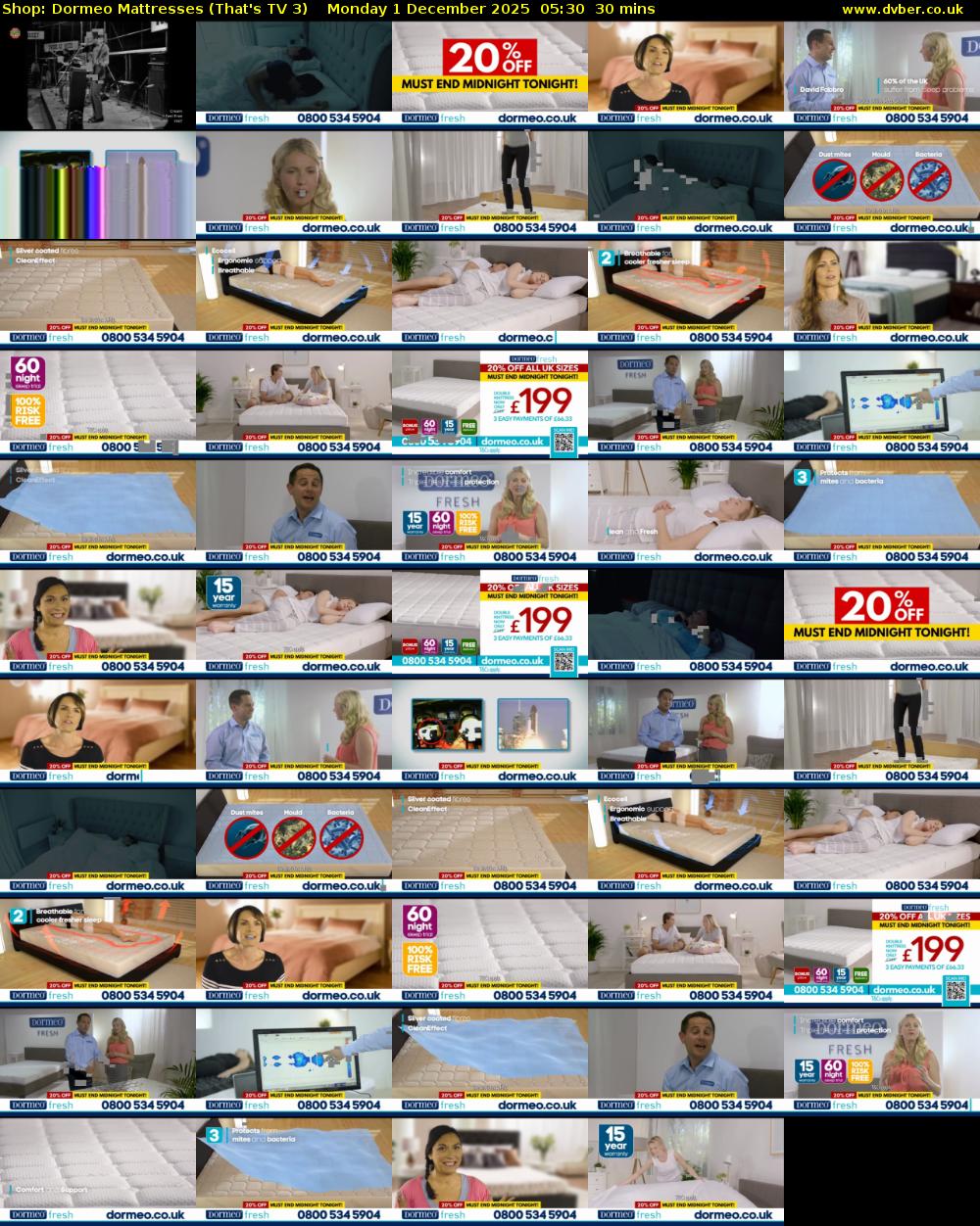Shop: Dormeo Mattresses (That's TV 3) Monday 1 December 2025 05:30 - 06:00