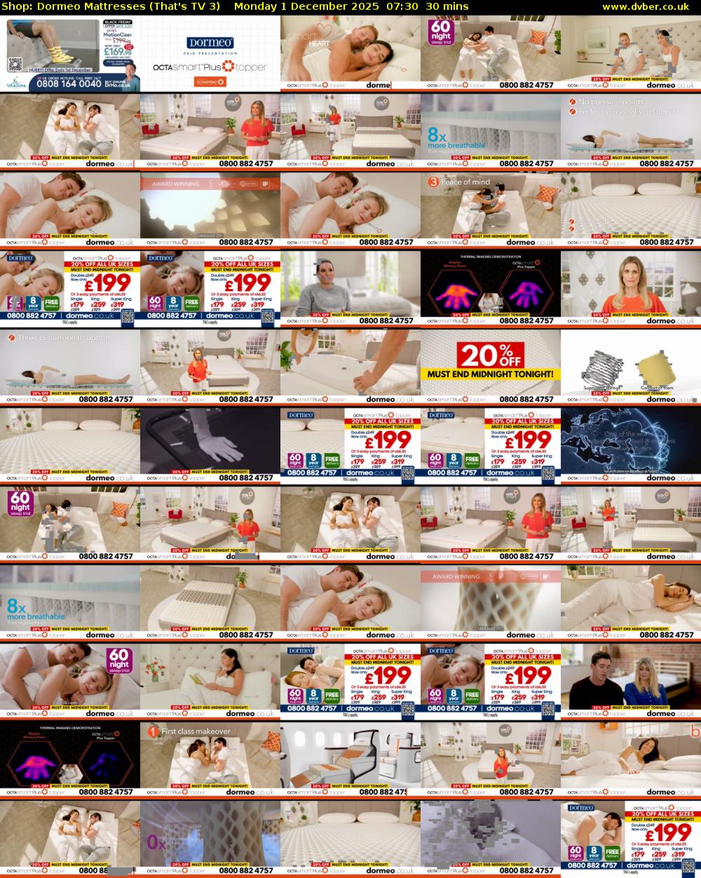 Shop: Dormeo Mattresses (That's TV 3) Monday 1 December 2025 07:30 - 08:00