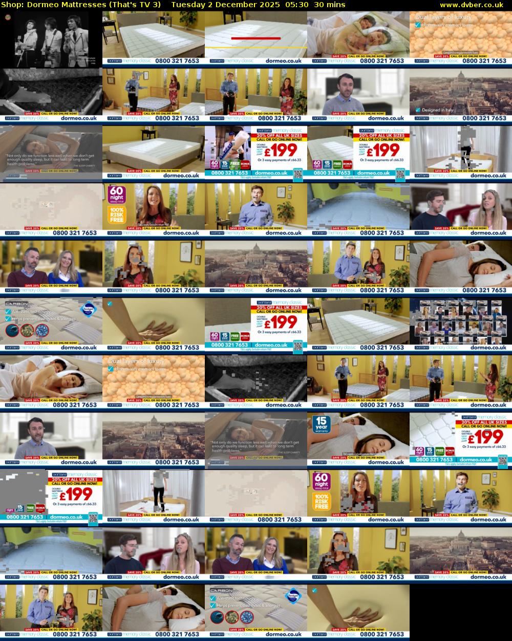 Shop: Dormeo Mattresses (That's TV 3) Tuesday 2 December 2025 05:30 - 06:00