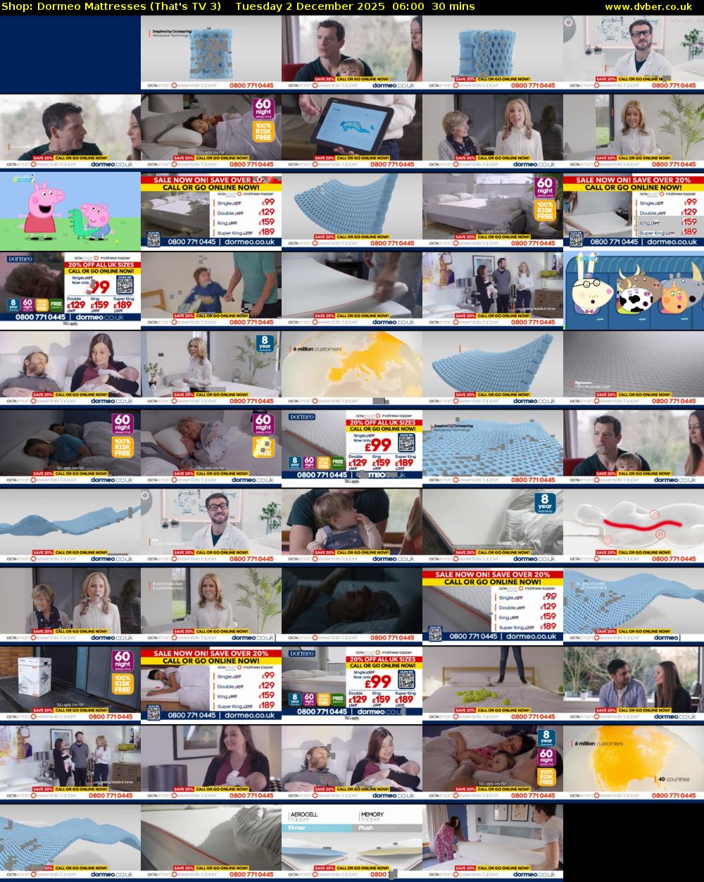 Shop: Dormeo Mattresses (That's TV 3) Tuesday 2 December 2025 06:00 - 06:30