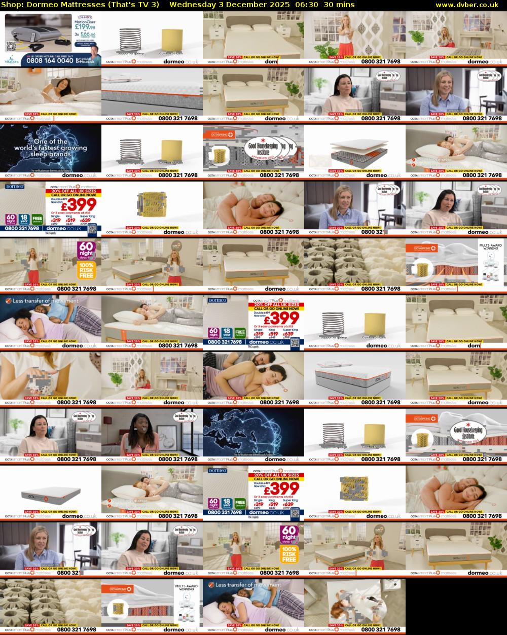Shop: Dormeo Mattresses (That's TV 3) Wednesday 3 December 2025 06:30 - 07:00