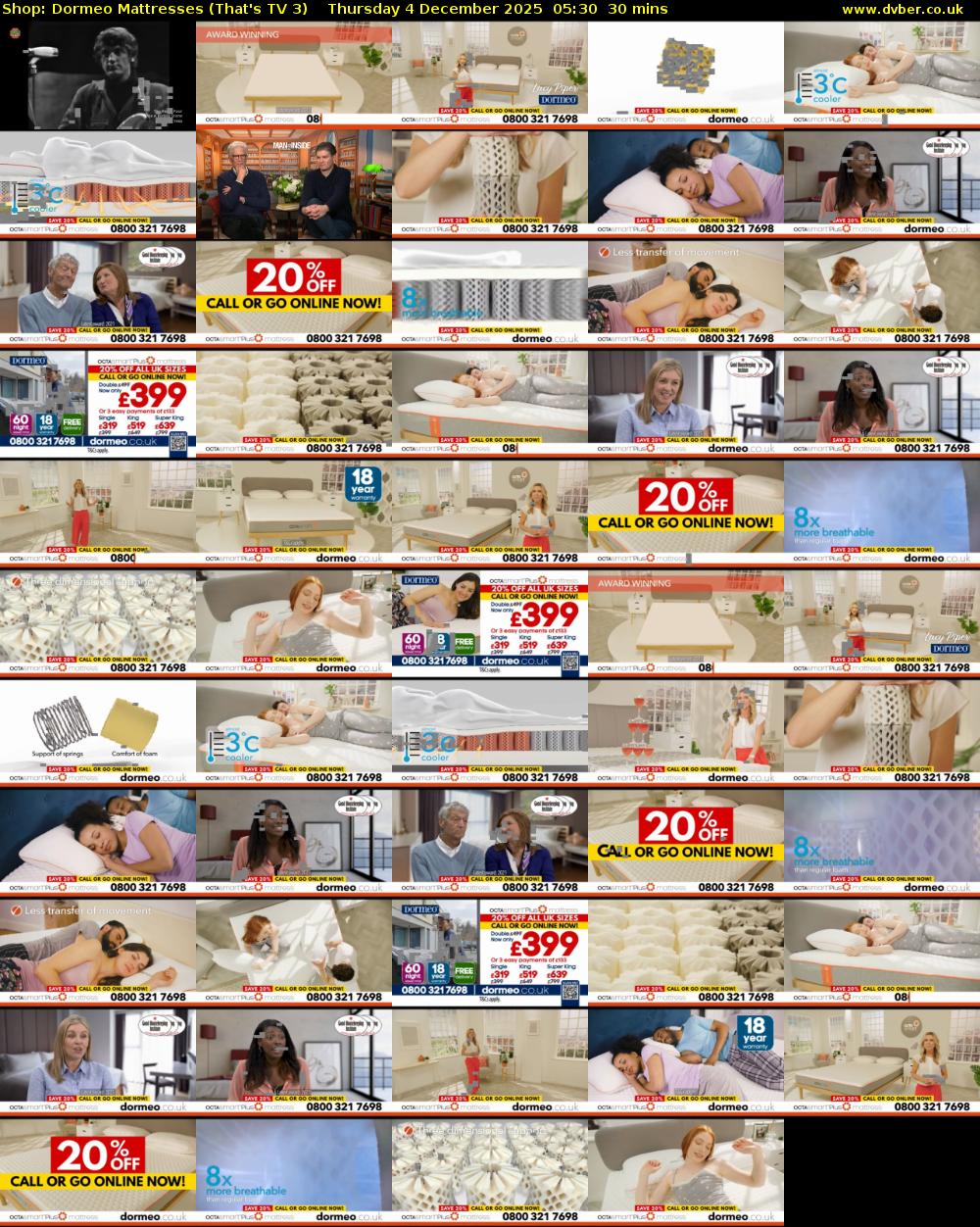 Shop: Dormeo Mattresses (That's TV 3) Thursday 4 December 2025 05:30 - 06:00
