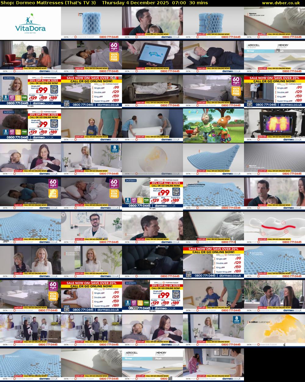 Shop: Dormeo Mattresses (That's TV 3) Thursday 4 December 2025 07:00 - 07:30