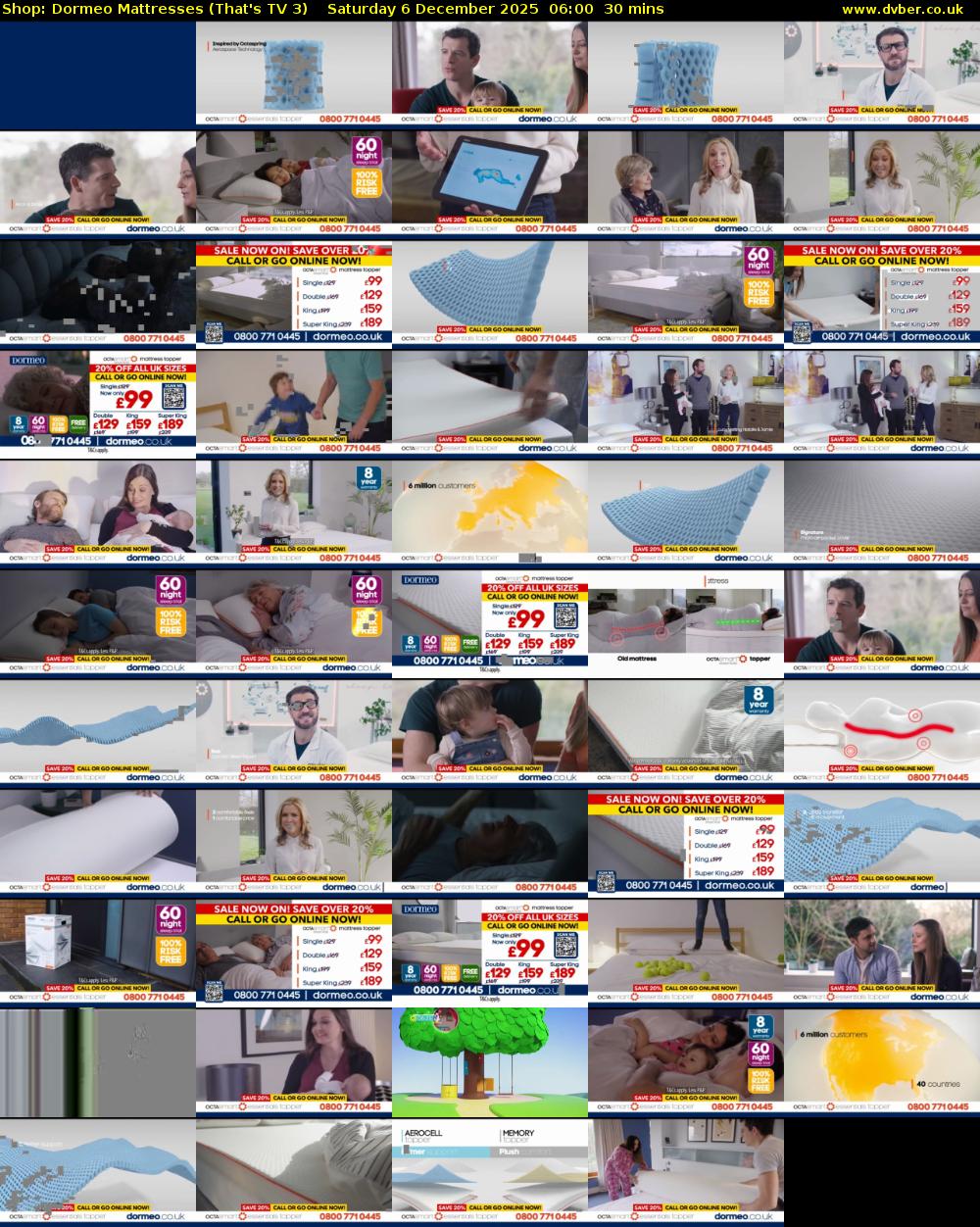 Shop: Dormeo Mattresses (That's TV 3) Saturday 6 December 2025 06:00 - 06:30