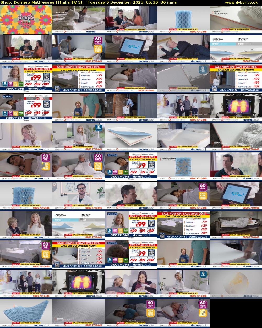 Shop: Dormeo Mattresses (That's TV 3) Tuesday 9 December 2025 05:30 - 06:00