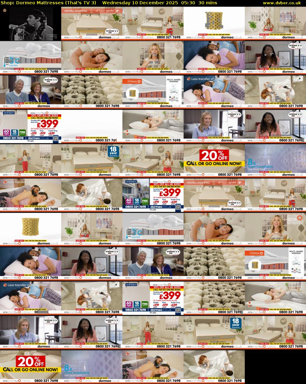 Shop: Dormeo Mattresses (That's TV 3) Wednesday 10 December 2025 05:30 - 06:00