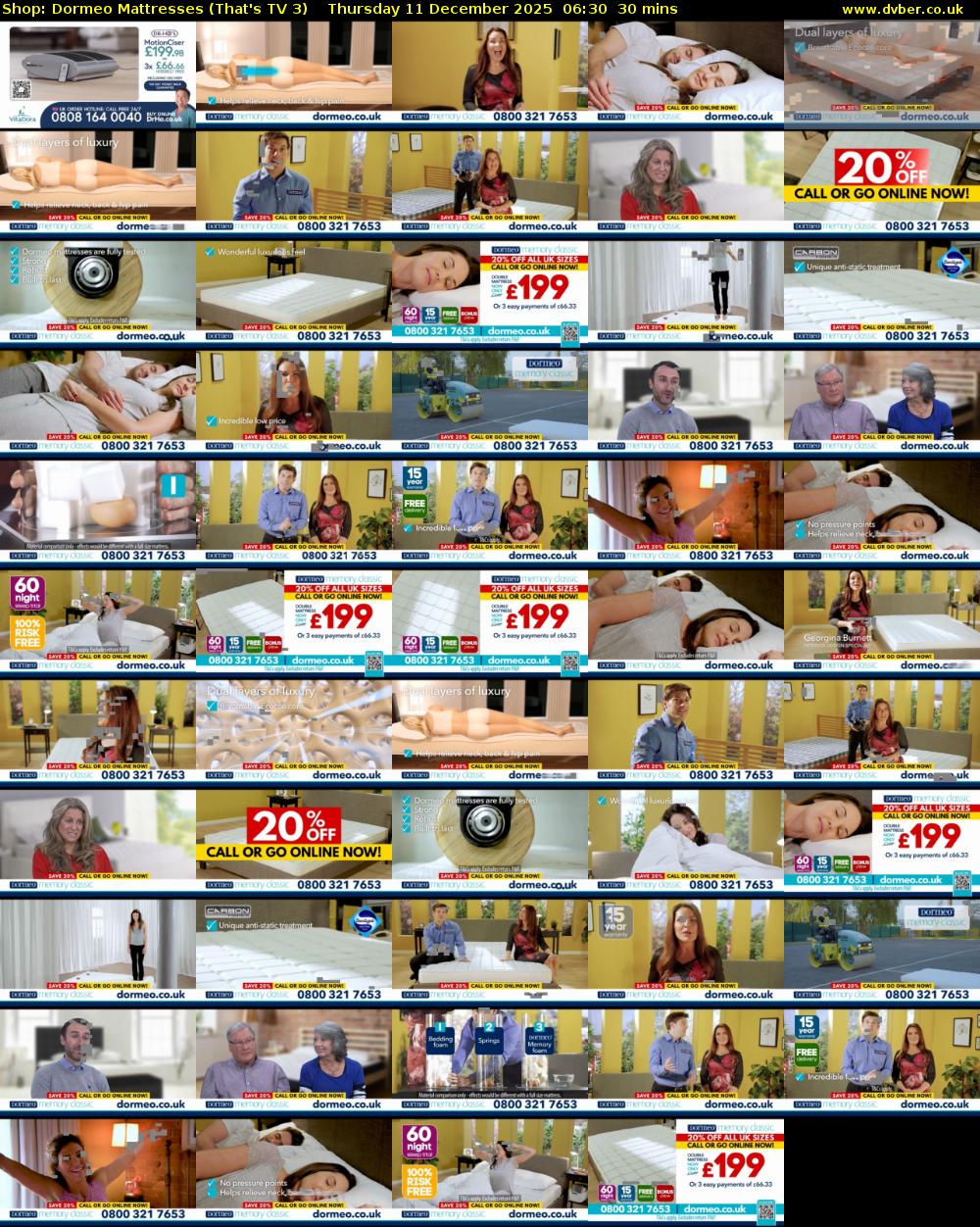 Shop: Dormeo Mattresses (That's TV 3) Thursday 11 December 2025 06:30 - 07:00