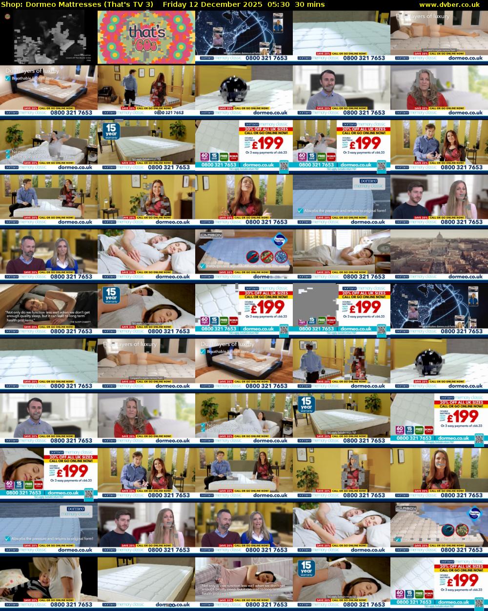 Shop: Dormeo Mattresses (That's TV 3) Friday 12 December 2025 05:30 - 06:00