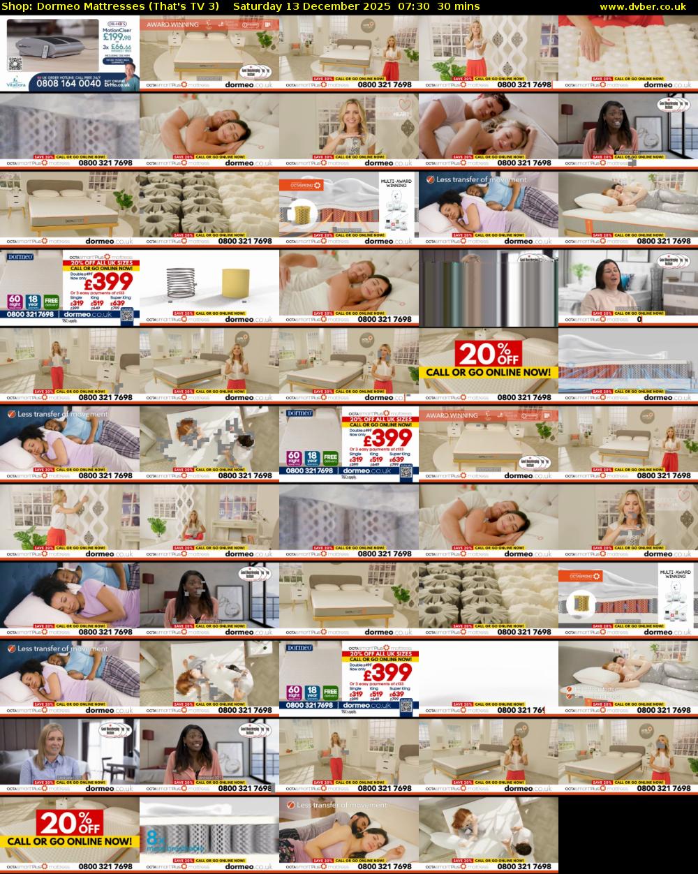 Shop: Dormeo Mattresses (That's TV 3) Saturday 13 December 2025 07:30 - 08:00