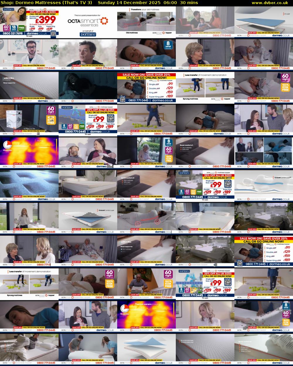 Shop: Dormeo Mattresses (That's TV 3) Sunday 14 December 2025 06:00 - 06:30