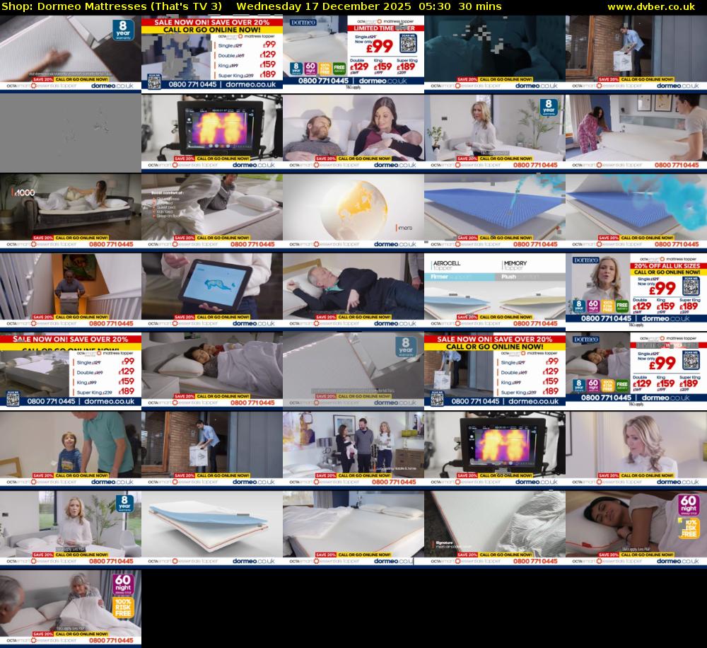 Shop: Dormeo Mattresses (That's TV 3) Wednesday 17 December 2025 05:30 - 06:00