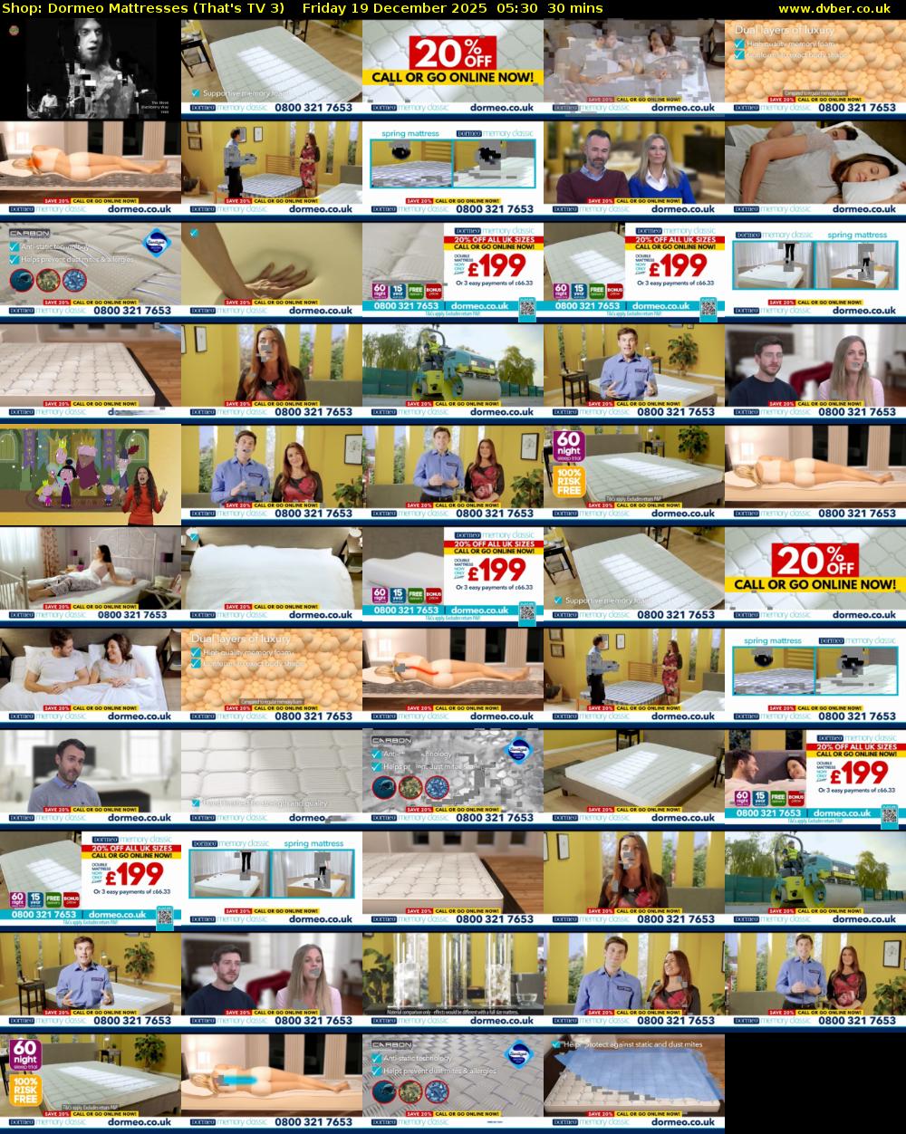 Shop: Dormeo Mattresses (That's TV 3) Friday 19 December 2025 05:30 - 06:00