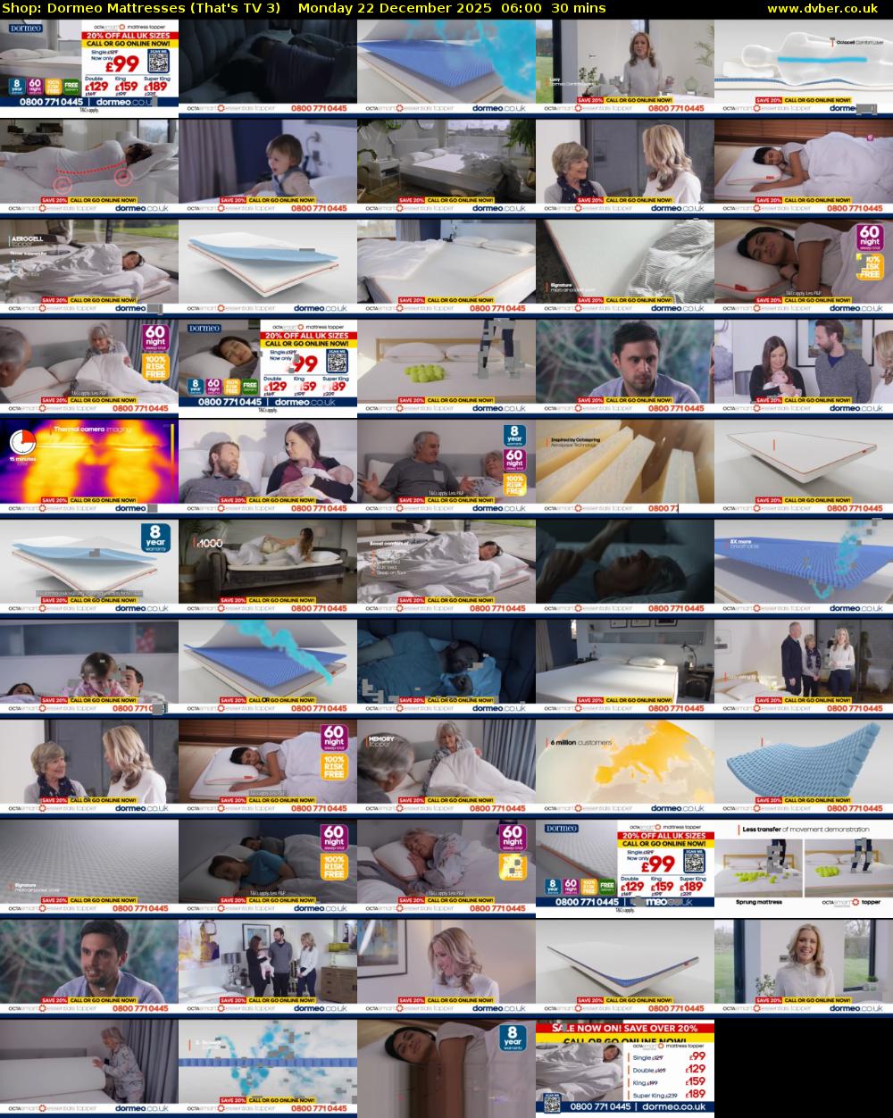 Shop: Dormeo Mattresses (That's TV 3) Monday 22 December 2025 06:00 - 06:30