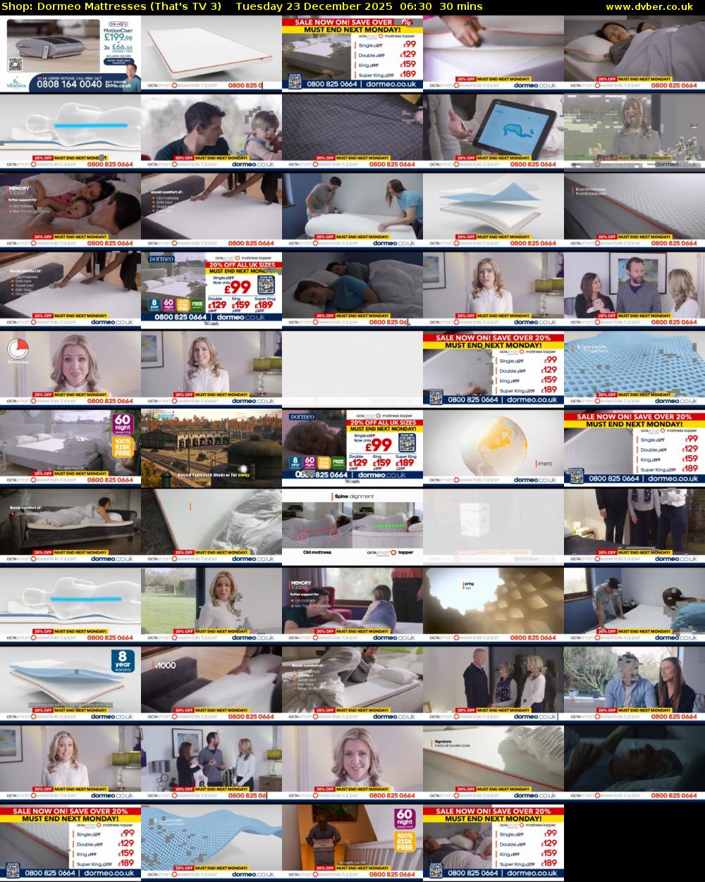 Shop: Dormeo Mattresses (That's TV 3) Tuesday 23 December 2025 06:30 - 07:00