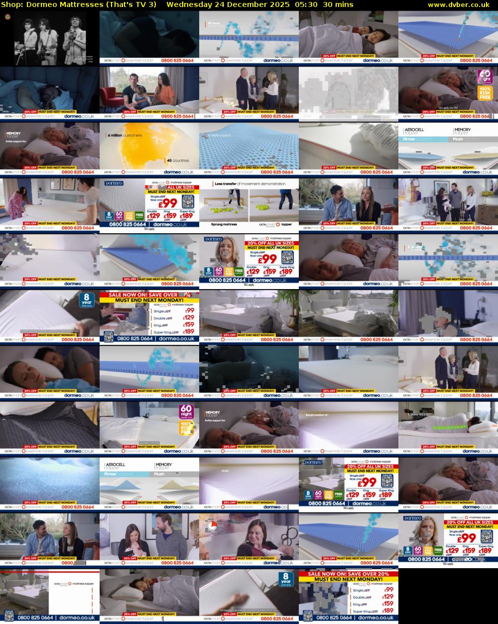 Shop: Dormeo Mattresses (That's TV 3) Wednesday 24 December 2025 05:30 - 06:00