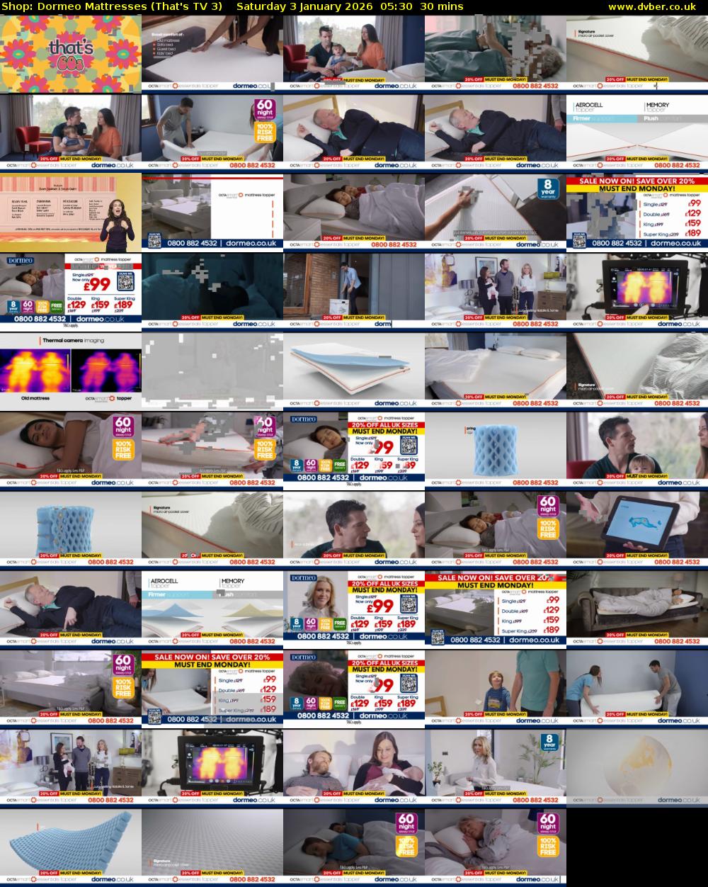 Shop: Dormeo Mattresses (That's TV 3) Saturday 3 January 2026 05:30 - 06:00