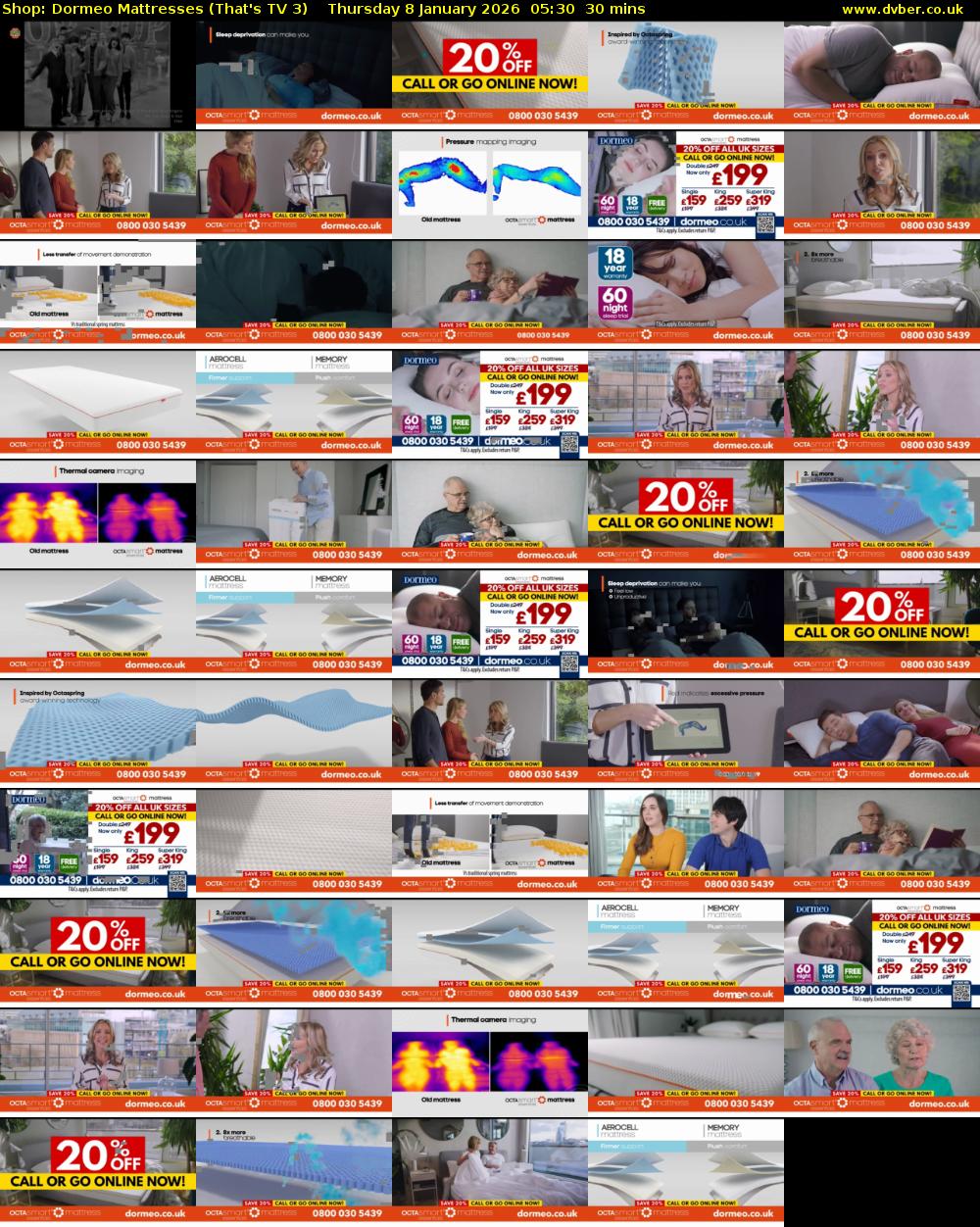 Shop: Dormeo Mattresses (That's TV 3) Thursday 8 January 2026 05:30 - 06:00