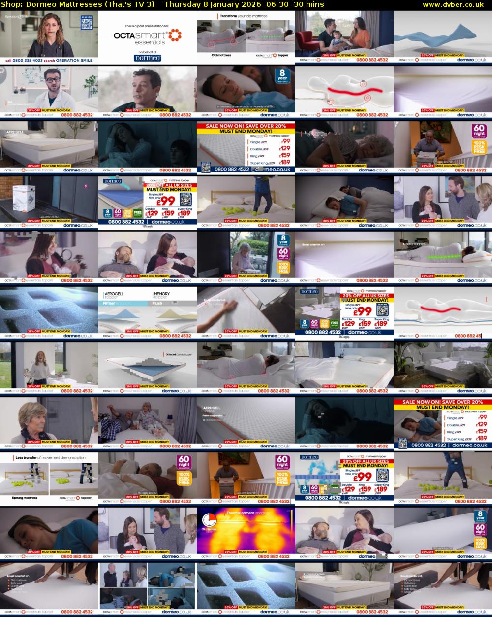 Shop: Dormeo Mattresses (That's TV 3) Thursday 8 January 2026 06:30 - 07:00