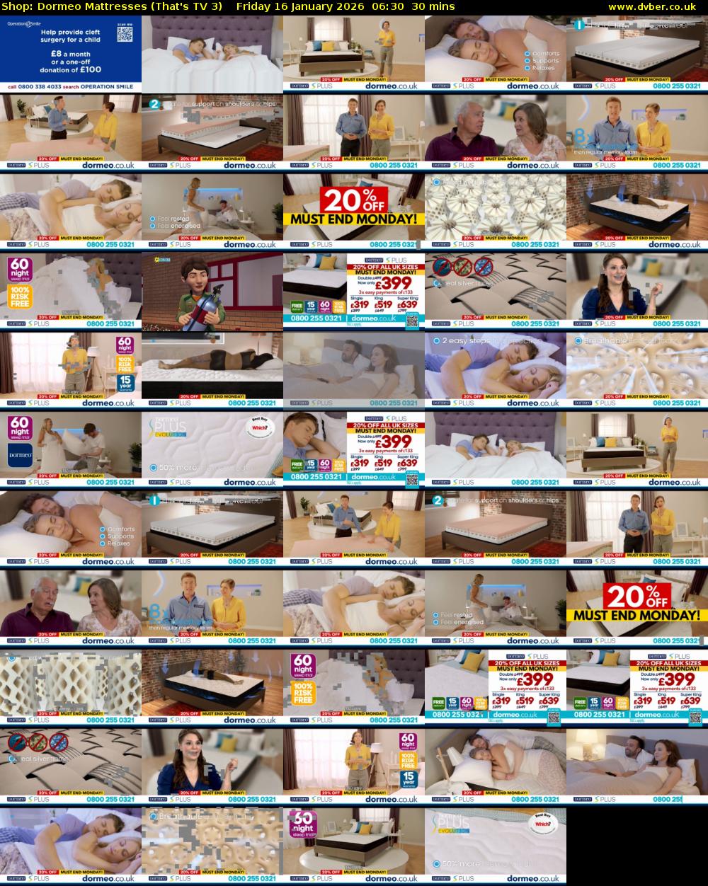 Shop: Dormeo Mattresses (That's TV 3) Friday 16 January 2026 06:30 - 07:00