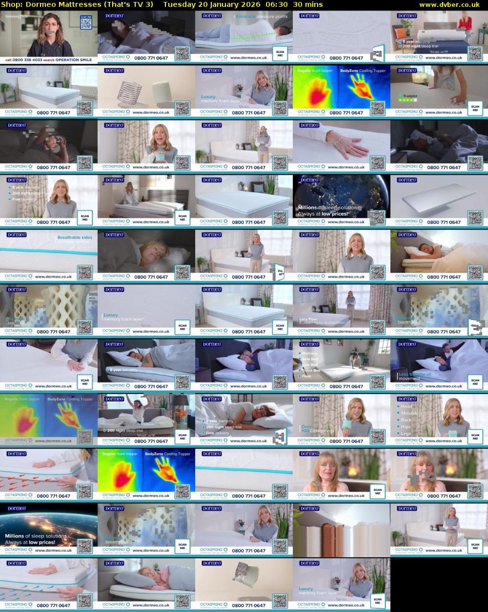 Shop: Dormeo Mattresses (That's TV 3) Tuesday 20 January 2026 06:30 - 07:00