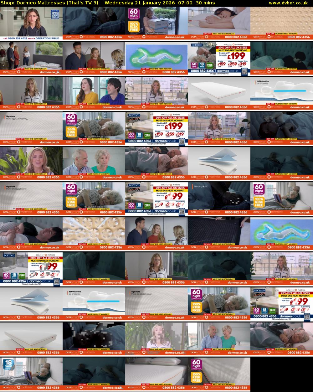 Shop: Dormeo Mattresses (That's TV 3) Wednesday 21 January 2026 07:00 - 07:30