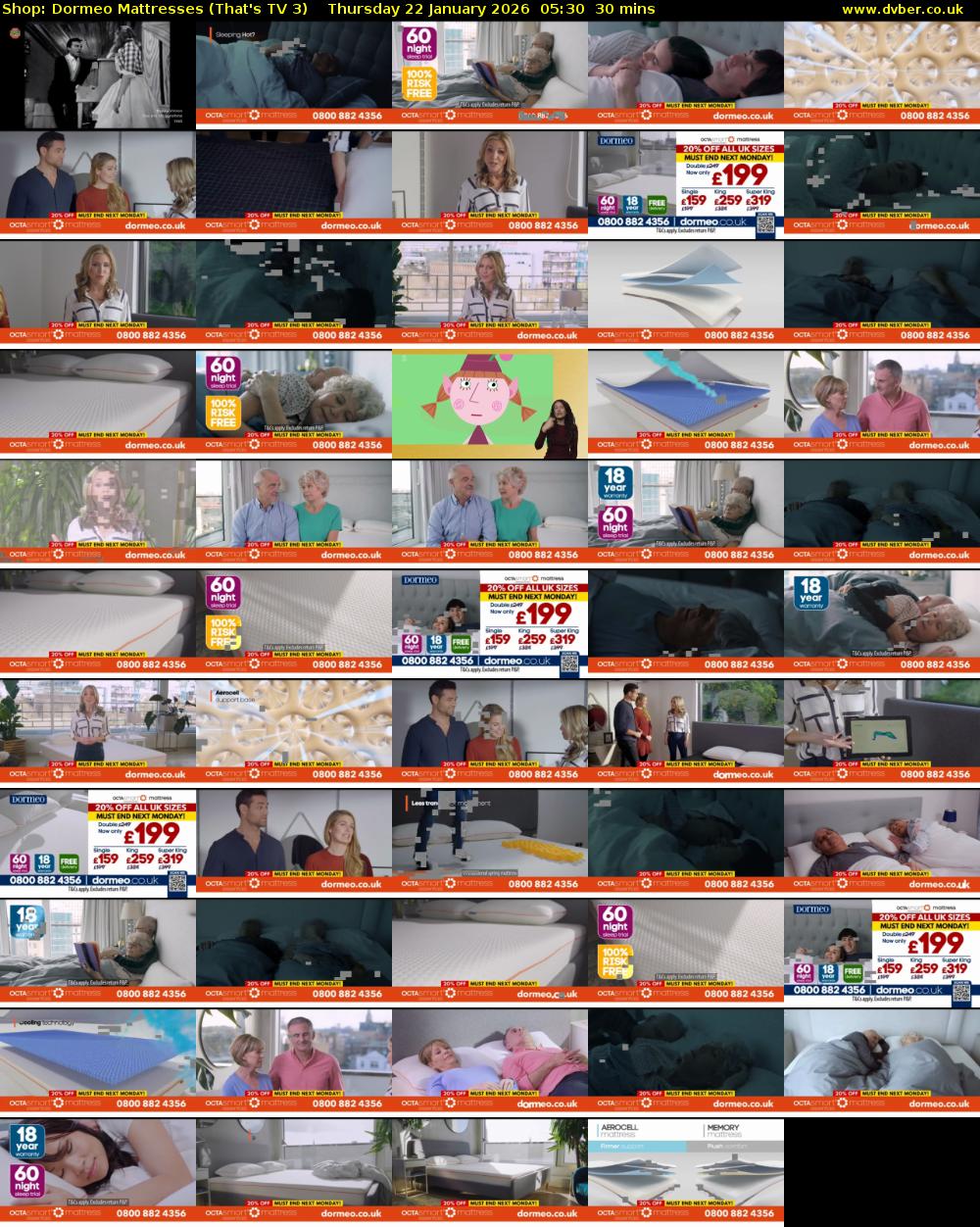 Shop: Dormeo Mattresses (That's TV 3) Thursday 22 January 2026 05:30 - 06:00