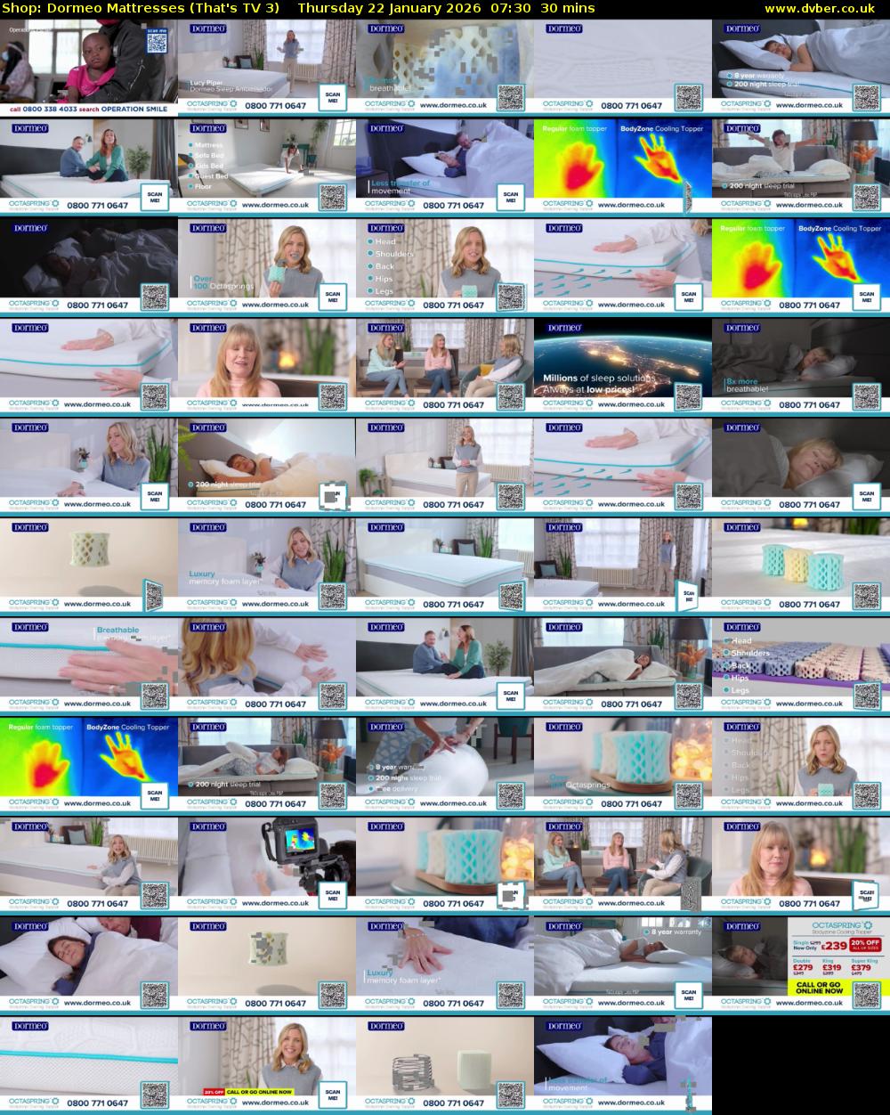 Shop: Dormeo Mattresses (That's TV 3) Thursday 22 January 2026 07:30 - 08:00