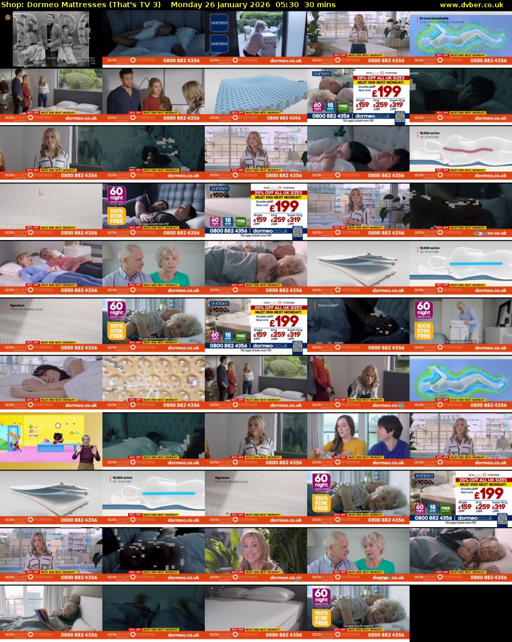 Shop: Dormeo Mattresses (That's TV 3) Monday 26 January 2026 05:30 - 06:00