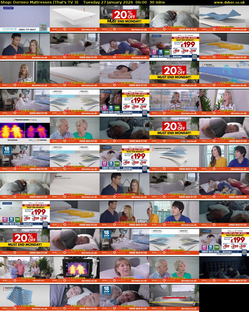 Shop: Dormeo Mattresses (That's TV 3) Tuesday 27 January 2026 06:00 - 06:30