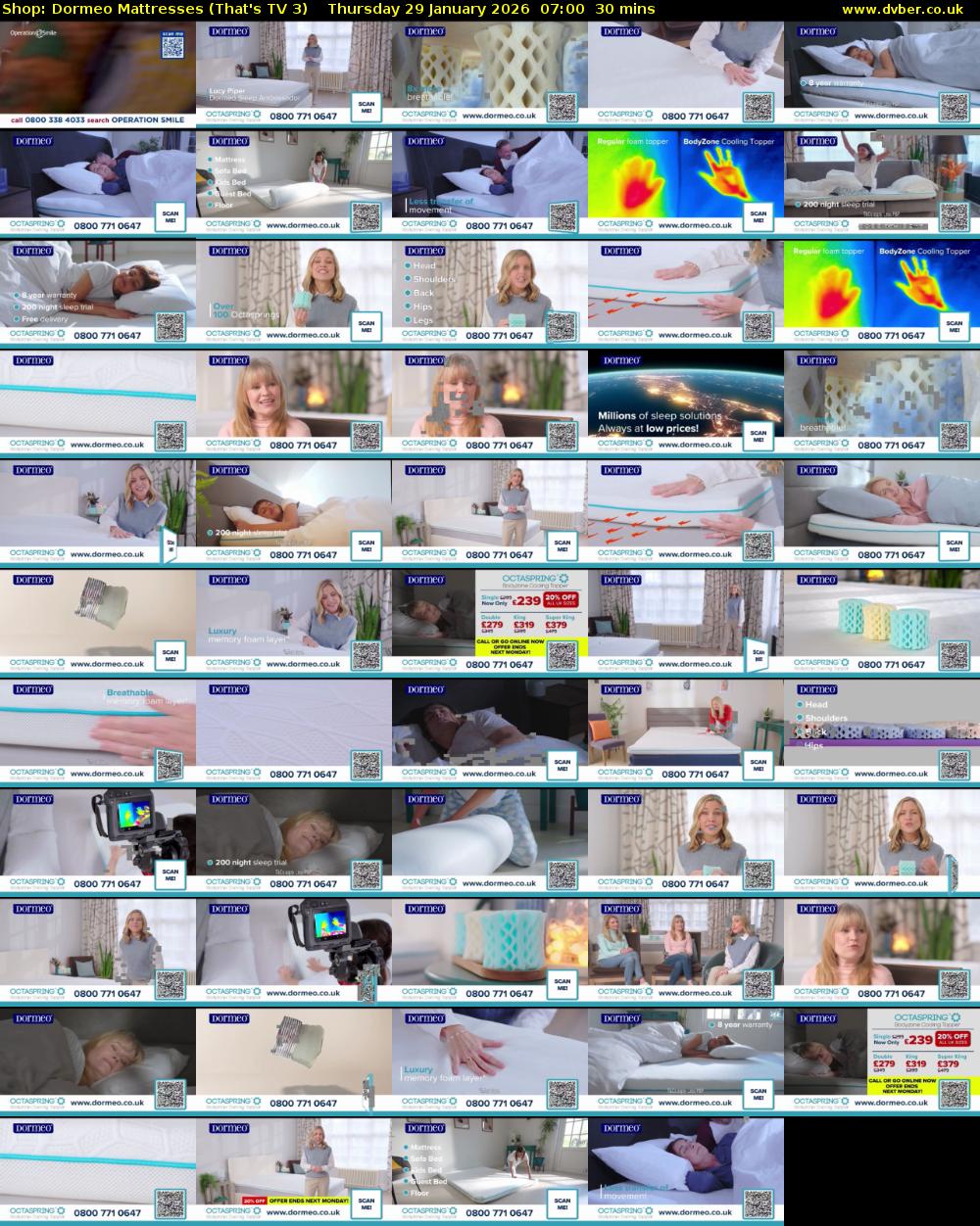 Shop: Dormeo Mattresses (That's TV 3) Thursday 29 January 2026 07:00 - 07:30