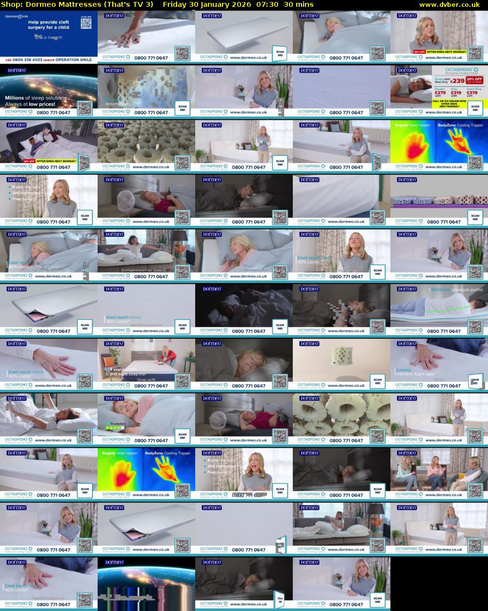 Shop: Dormeo Mattresses (That's TV 3) Friday 30 January 2026 07:30 - 08:00