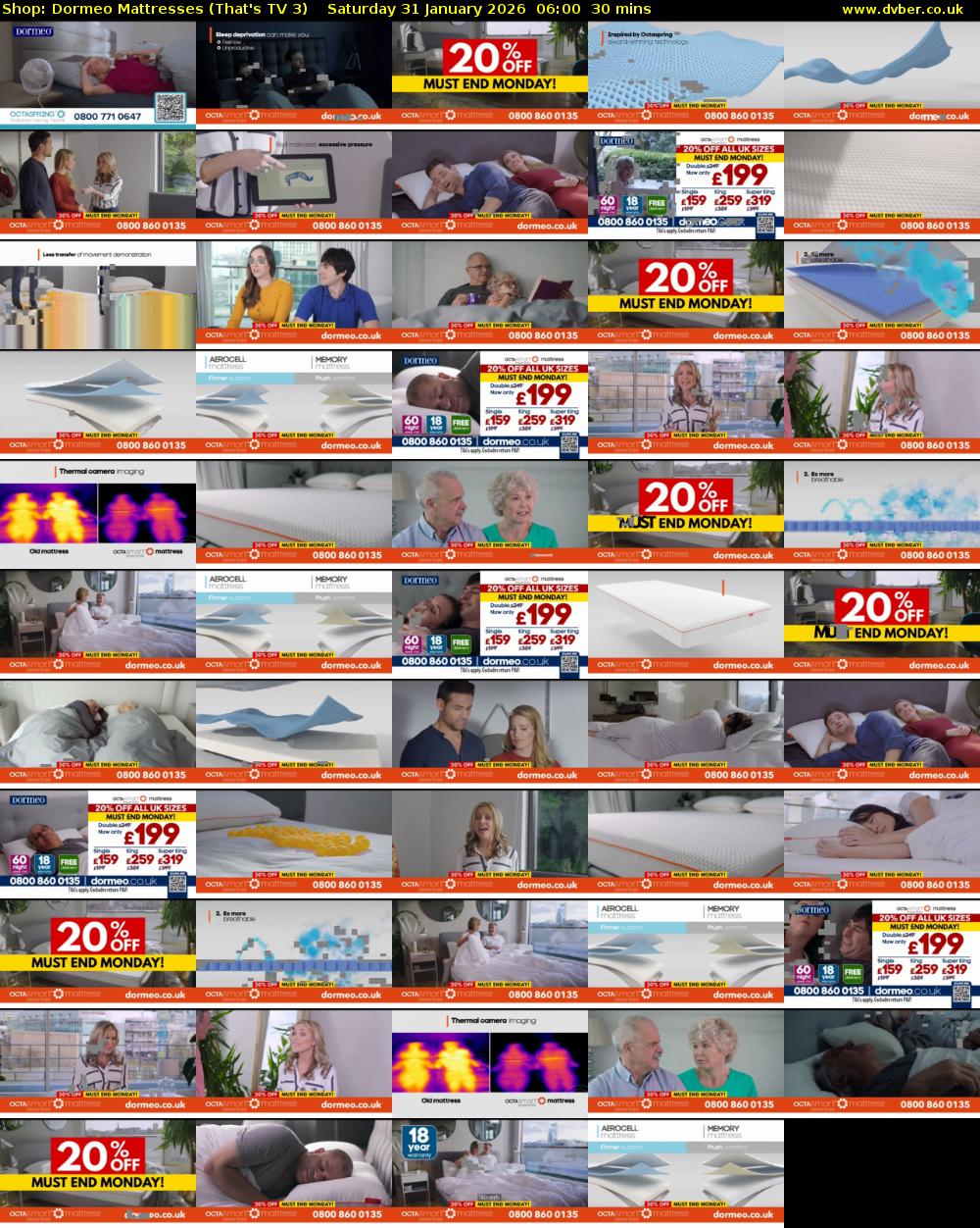 Shop: Dormeo Mattresses (That's TV 3) Saturday 31 January 2026 06:00 - 06:30
