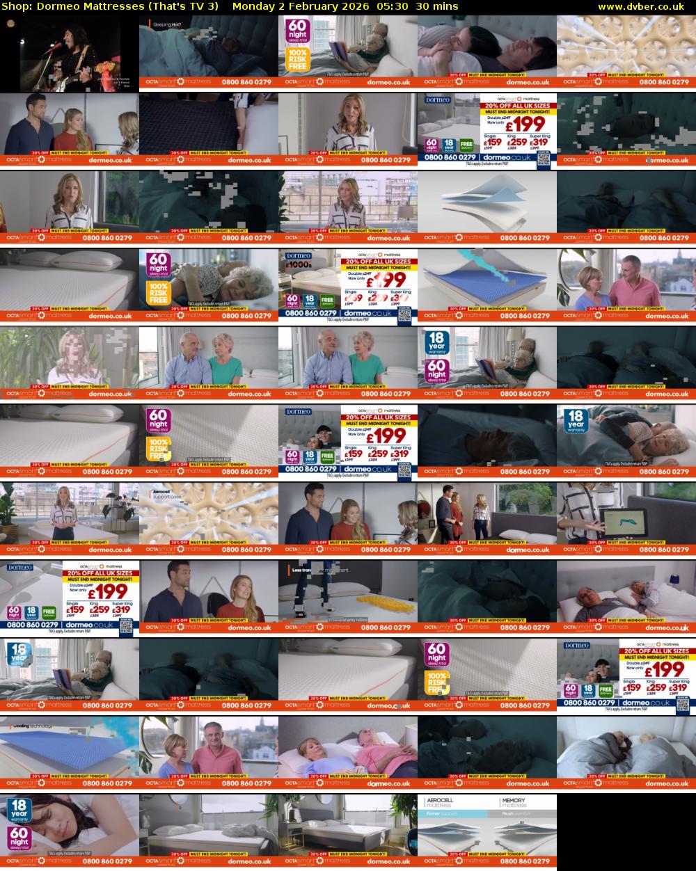 Shop: Dormeo Mattresses (That's TV 3) Monday 2 February 2026 05:30 - 06:00