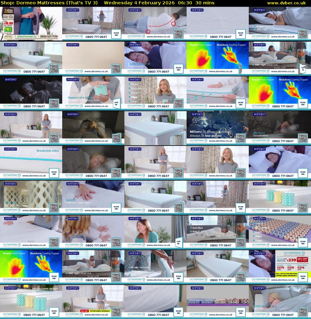 Shop: Dormeo Mattresses (That's TV 3) Wednesday 4 February 2026 06:30 - 07:00