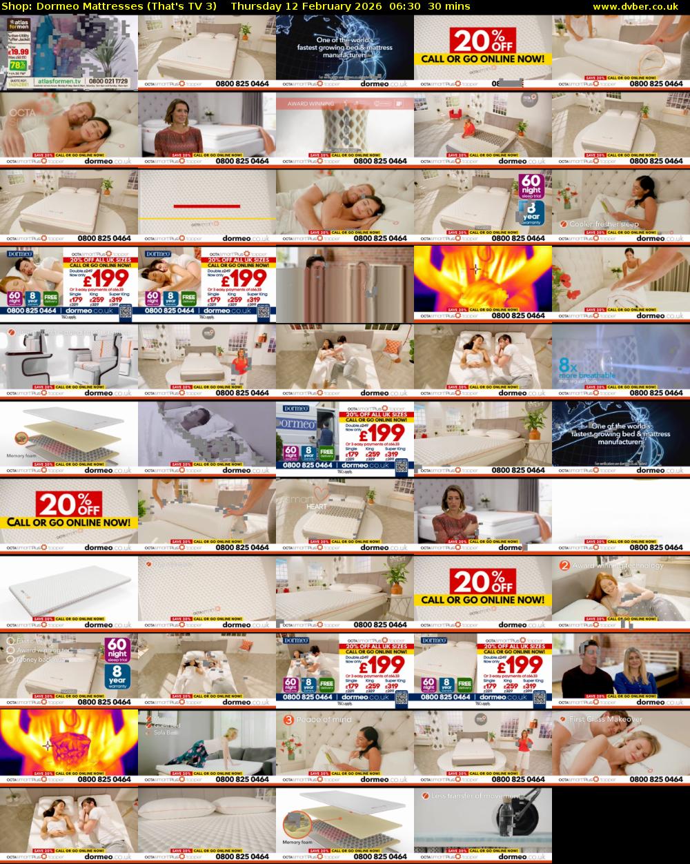 Shop: Dormeo Mattresses (That's TV 3) Thursday 12 February 2026 06:30 - 07:00