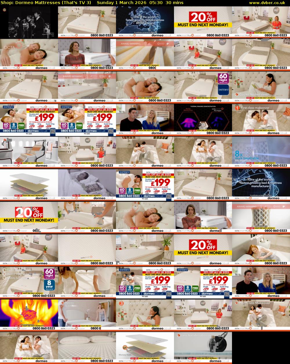 Shop: Dormeo Mattresses (That's TV 3) Sunday 1 March 2026 05:30 - 06:00