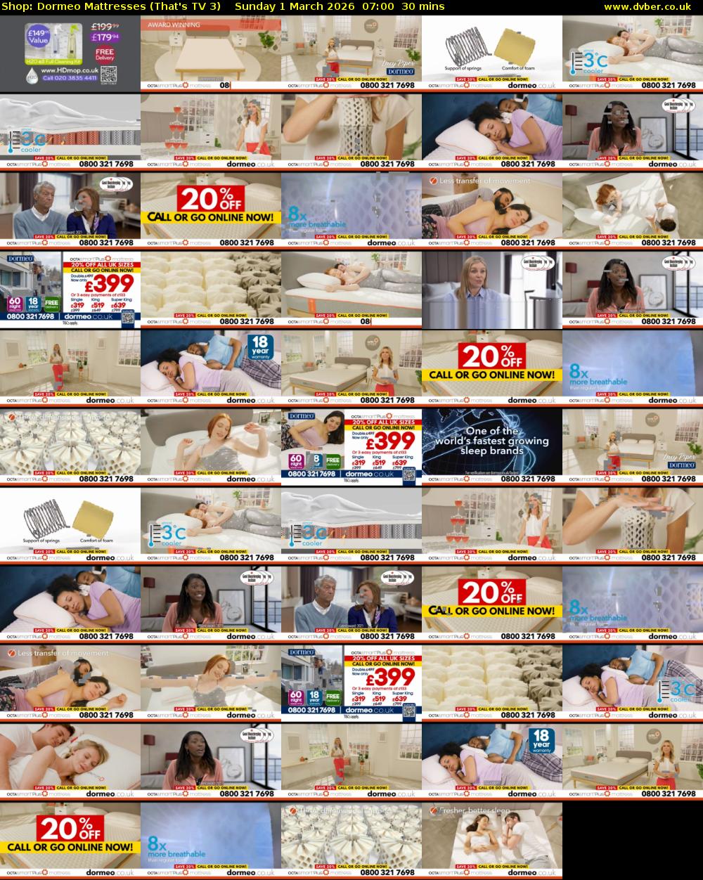 Shop: Dormeo Mattresses (That's TV 3) Sunday 1 March 2026 07:00 - 07:30