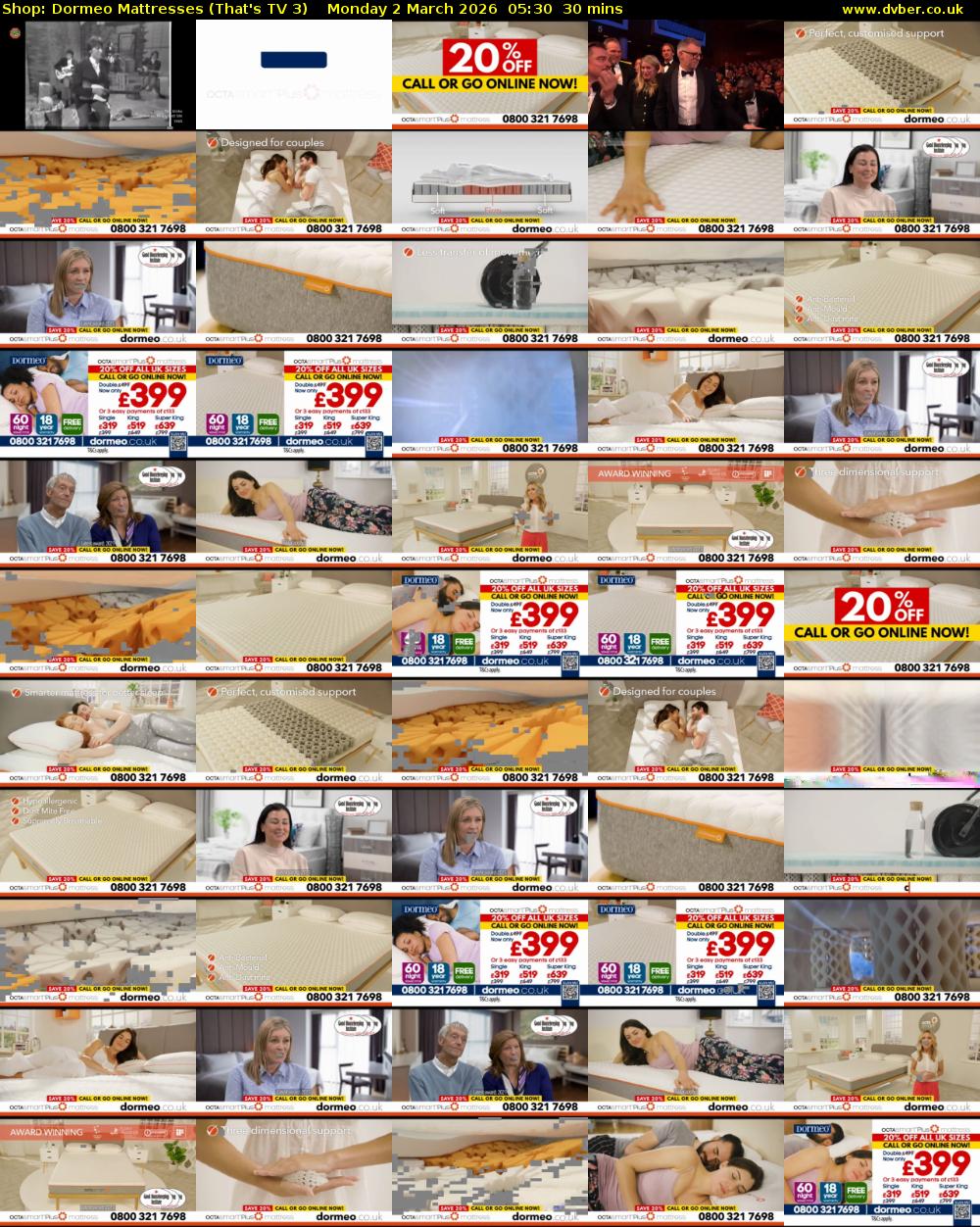 Shop: Dormeo Mattresses (That's TV 3) Monday 2 March 2026 05:30 - 06:00