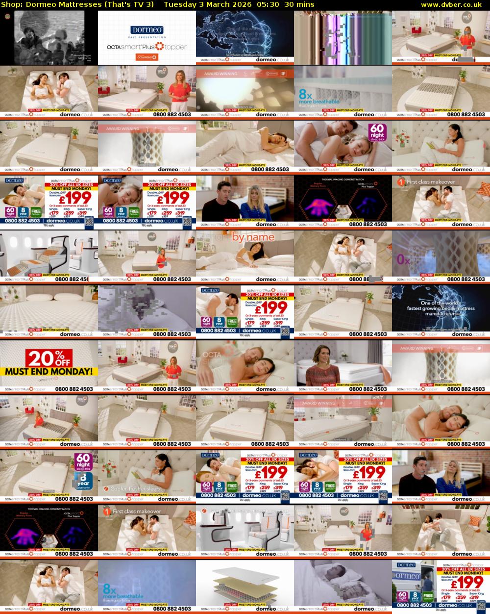 Shop: Dormeo Mattresses (That's TV 3) Tuesday 3 March 2026 05:30 - 06:00