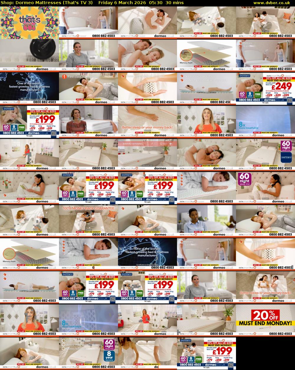Shop: Dormeo Mattresses (That's TV 3) Friday 6 March 2026 05:30 - 06:00