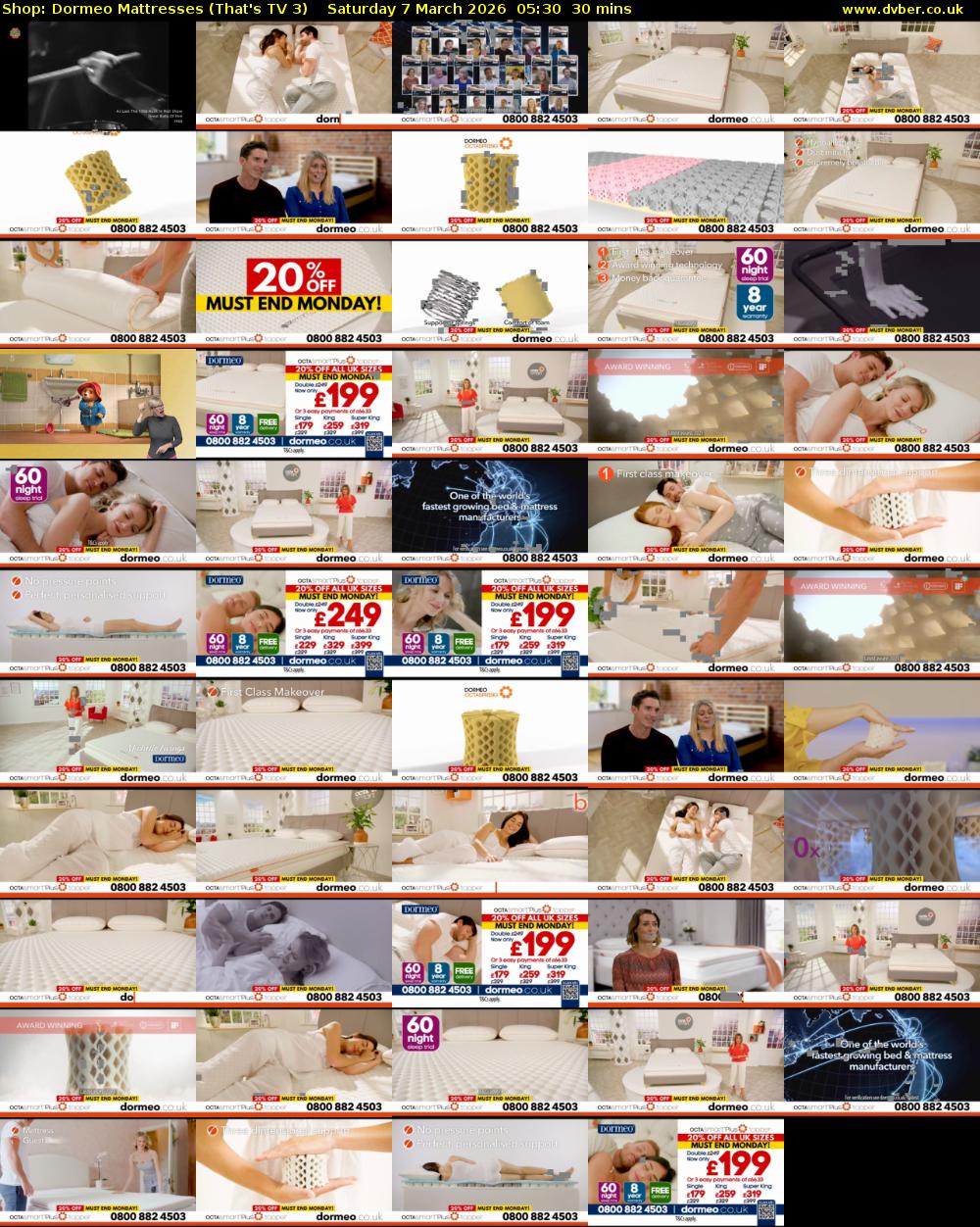 Shop: Dormeo Mattresses (That's TV 3) Saturday 7 March 2026 05:30 - 06:00