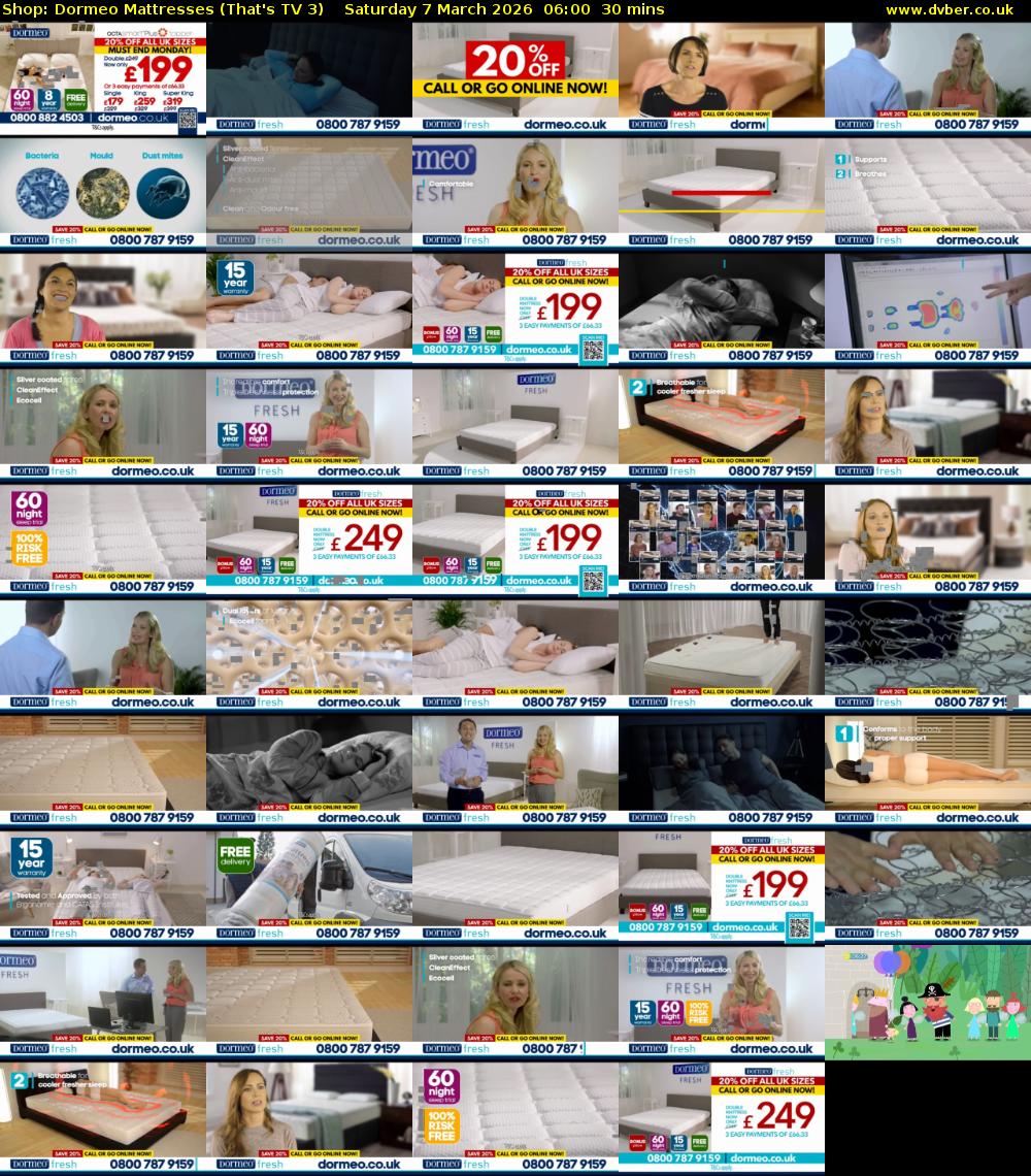 Shop: Dormeo Mattresses (That's TV 3) Saturday 7 March 2026 06:00 - 06:30