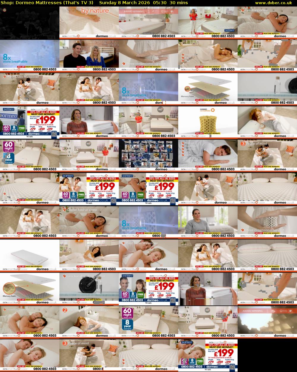 Shop: Dormeo Mattresses (That's TV 3) Sunday 8 March 2026 05:30 - 06:00