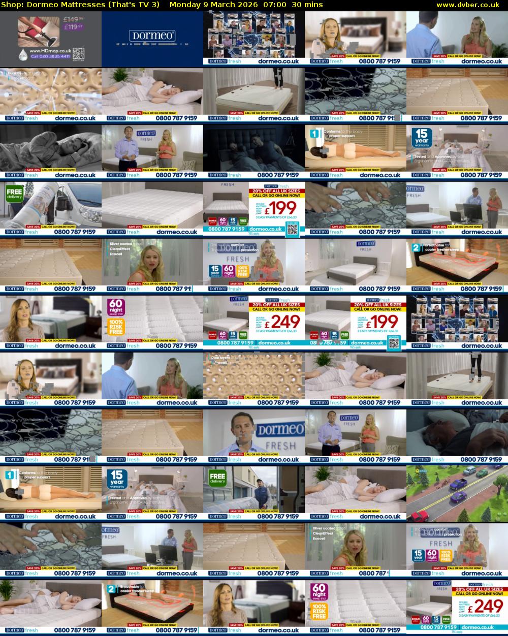 Shop: Dormeo Mattresses (That's TV 3) Monday 9 March 2026 07:00 - 07:30