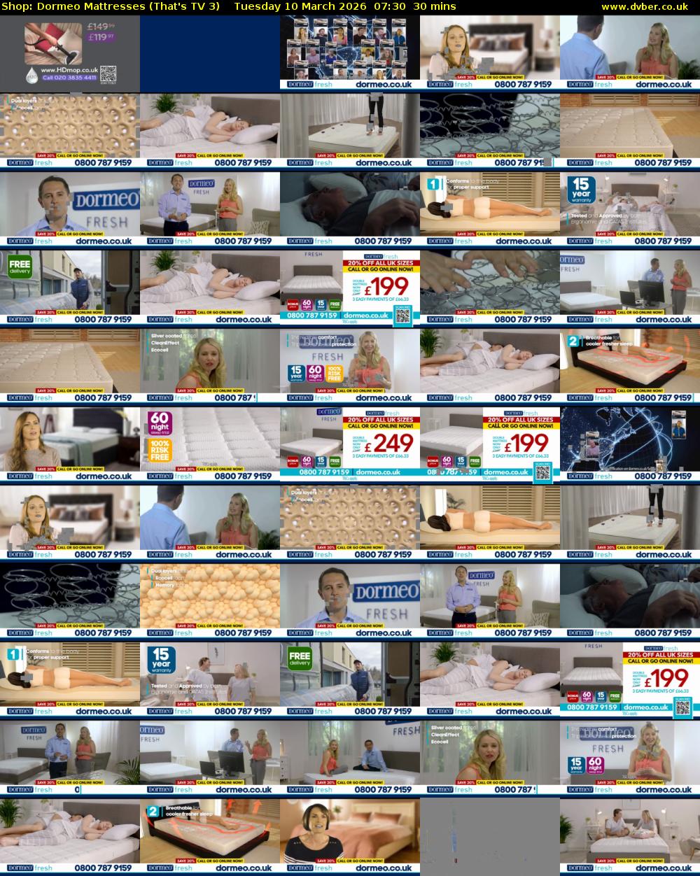 Shop: Dormeo Mattresses (That's TV 3) Tuesday 10 March 2026 07:30 - 08:00