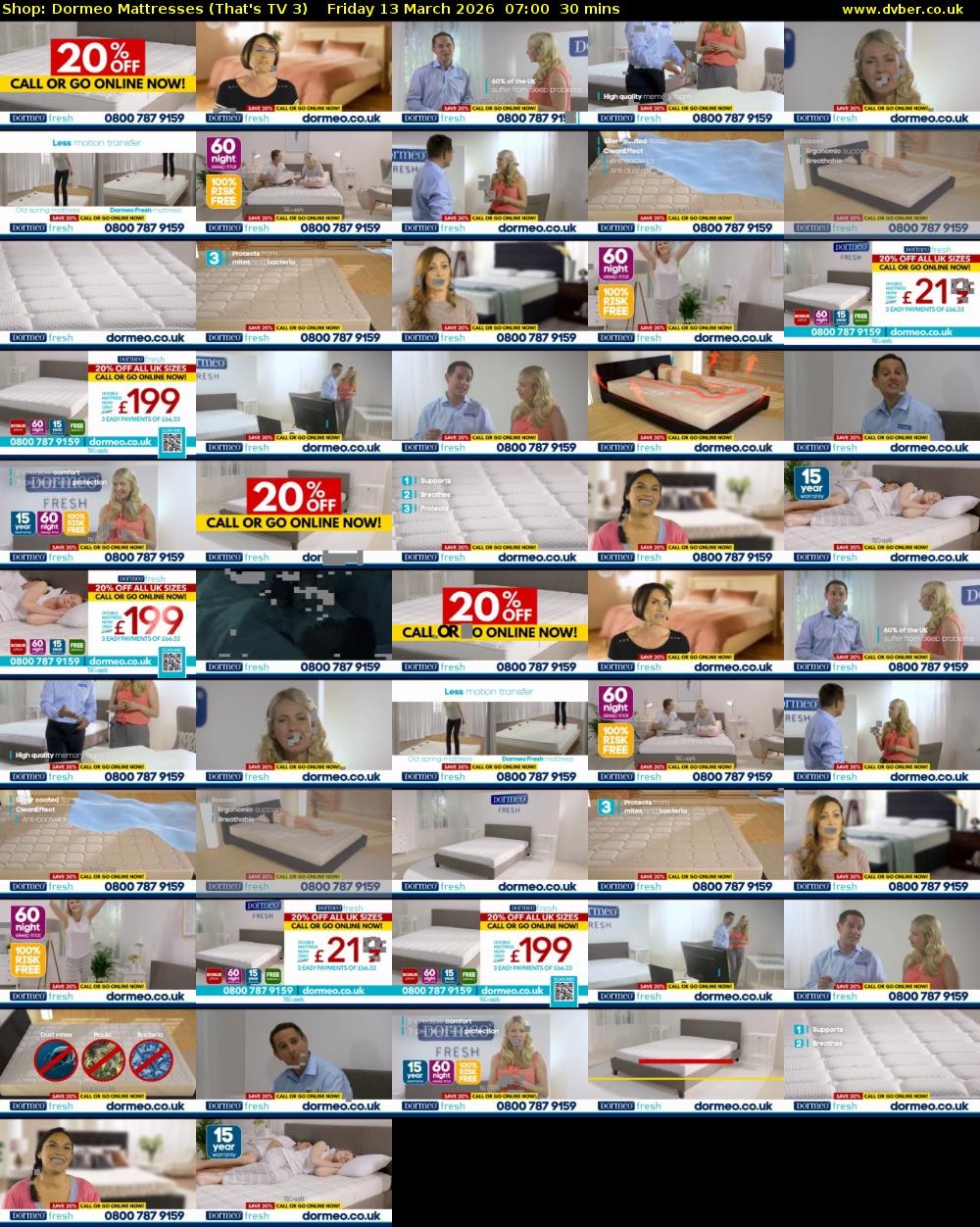 Shop: Dormeo Mattresses (That's TV 3) Friday 13 March 2026 07:00 - 07:30